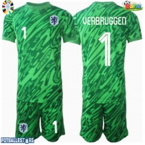 Nederland Bart Verbruggen #1 Keeper Hjemmedraktsett Barn EM 2024 Kortermet (+ Korte bukser)